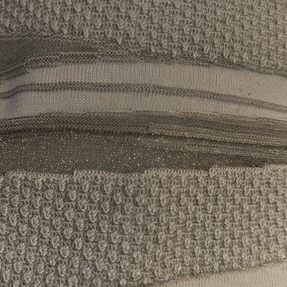 John John sleeveless ruffle hem sweater knit striped gray silver mini dress Sz S - Picture 8 of 9